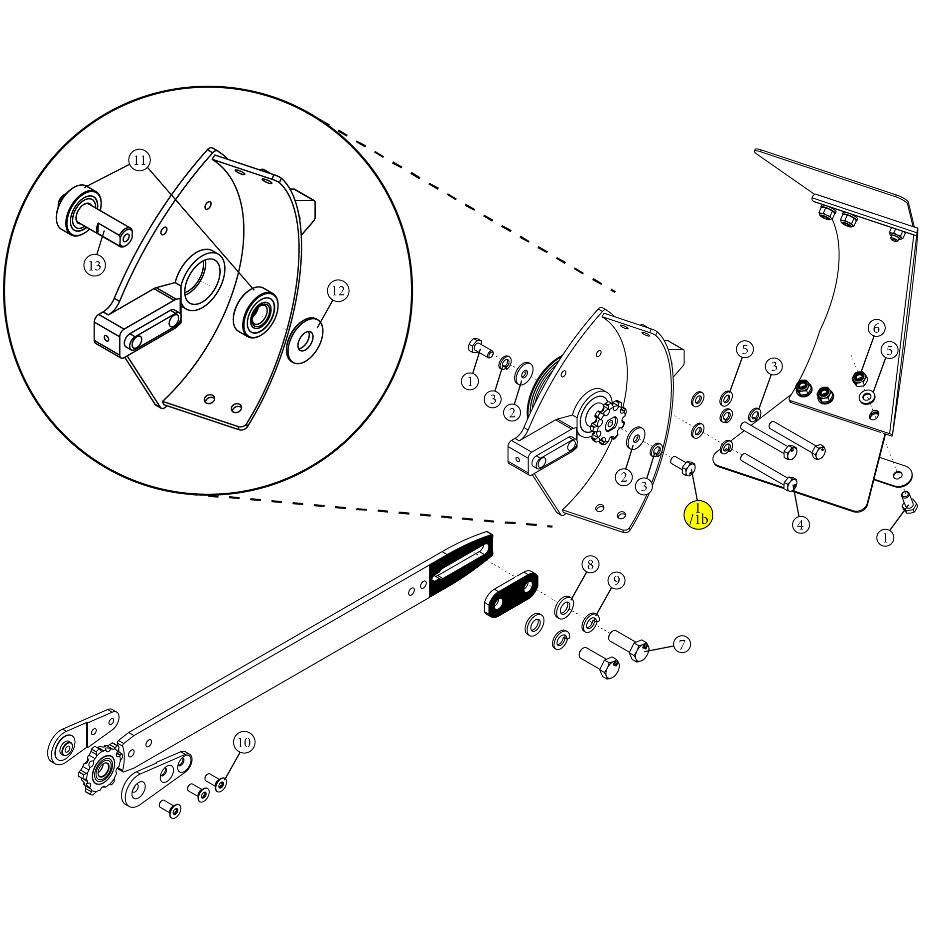 Drive-Sprocket Mounting Bolt, Left-Hand Thread (M8 Bolt, Hex-Head, 1.25mm X 20mm)